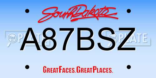 A87BSZ South Dakota License Plate