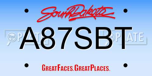 A87SBT South Dakota License Plate
