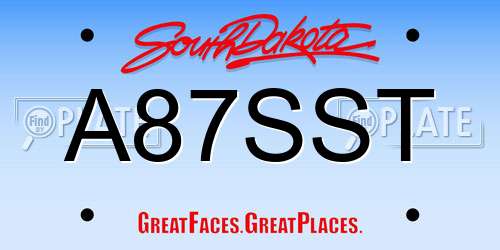 A87SST South Dakota License Plate