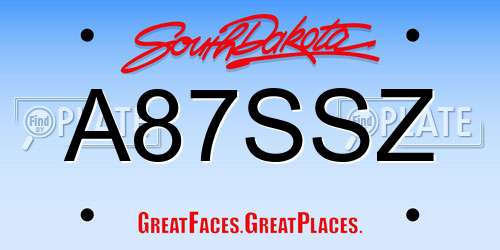 A87SSZ South Dakota License Plate