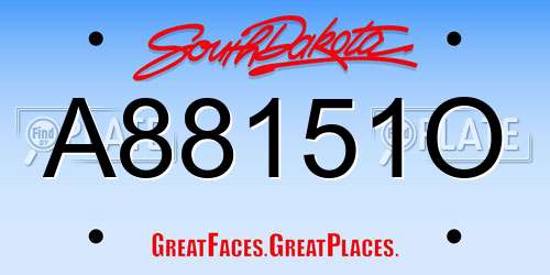 A88151O South Dakota License Plate