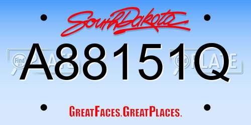 A88151Q South Dakota License Plate