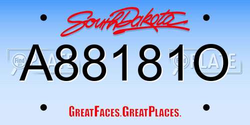 A88181O South Dakota License Plate