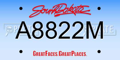 A8822M South Dakota License Plate