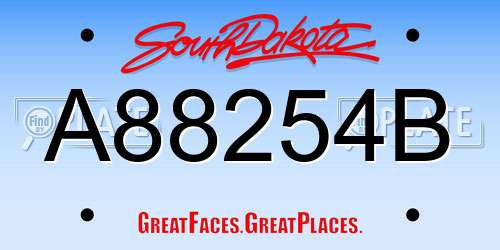 A88254B South Dakota License Plate
