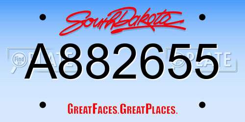 A882655 South Dakota License Plate