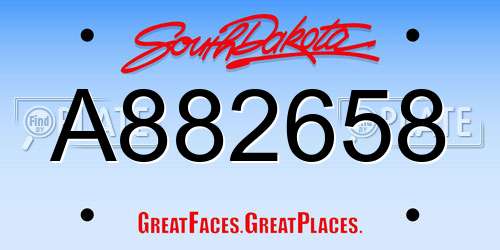A882658 South Dakota License Plate