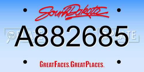 A882685 South Dakota License Plate