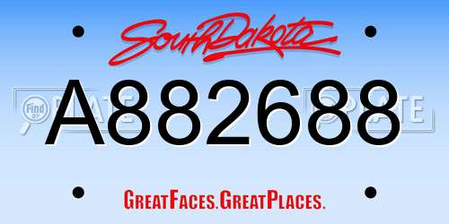 A882688 South Dakota License Plate