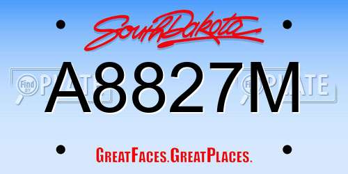 A8827M South Dakota License Plate