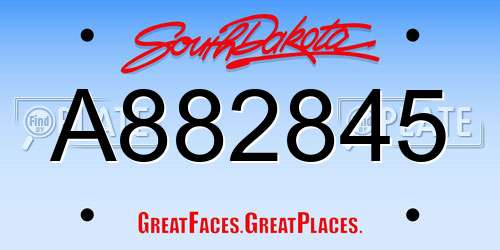 A882845 South Dakota License Plate