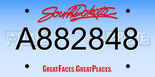 A882848 South Dakota License Plate