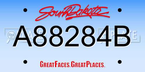 A88284B South Dakota License Plate