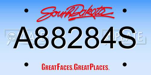 A88284S South Dakota License Plate