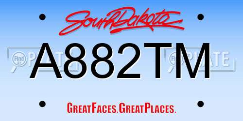 A882TM South Dakota License Plate
