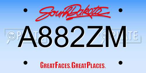 A882ZM South Dakota License Plate