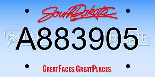 A883905 South Dakota License Plate