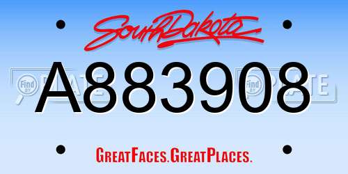 A883908 South Dakota License Plate