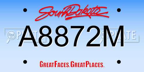 A8872M South Dakota License Plate