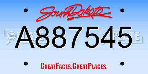 A887545 South Dakota License Plate