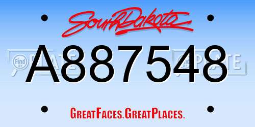 A887548 South Dakota License Plate