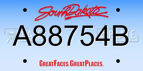 A88754B South Dakota License Plate