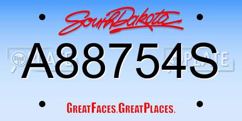 A88754S South Dakota License Plate