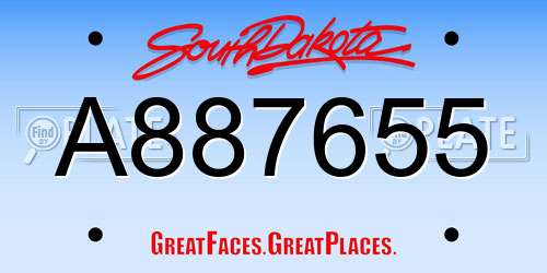 A887655 South Dakota License Plate