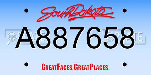 A887658 South Dakota License Plate