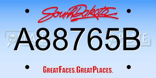 A88765B South Dakota License Plate