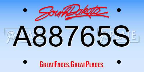 A88765S South Dakota License Plate