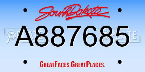 A887685 South Dakota License Plate