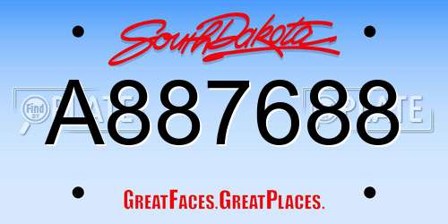 A887688 South Dakota License Plate