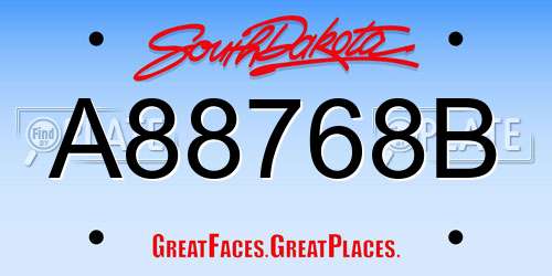 A88768B South Dakota License Plate