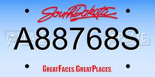 A88768S South Dakota License Plate