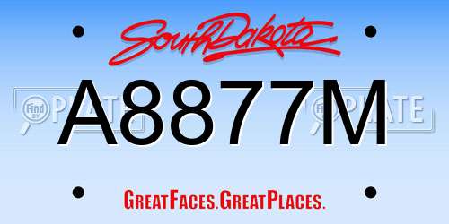 A8877M South Dakota License Plate