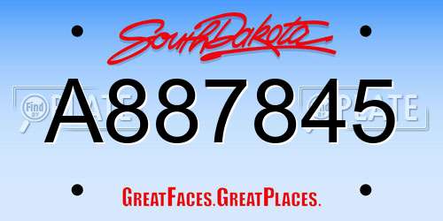 A887845 South Dakota License Plate