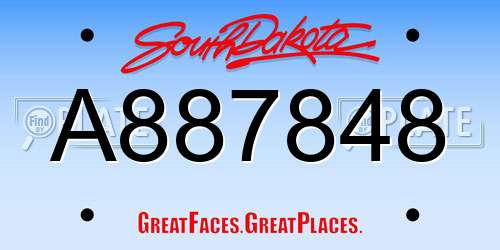 A887848 South Dakota License Plate