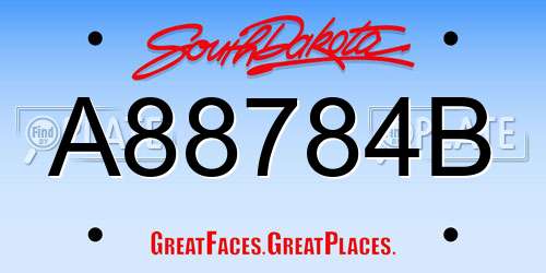 A88784B South Dakota License Plate