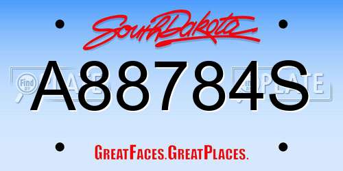 A88784S South Dakota License Plate