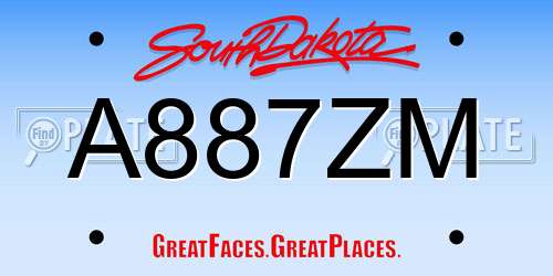 A887ZM South Dakota License Plate