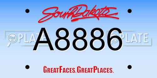 A8886 South Dakota License Plate