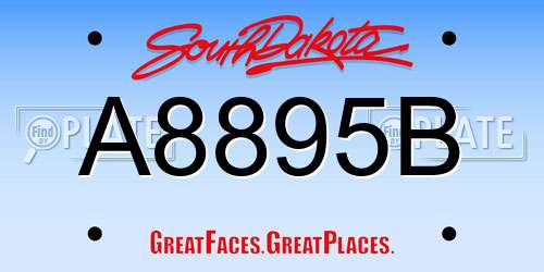 A8895B South Dakota License Plate