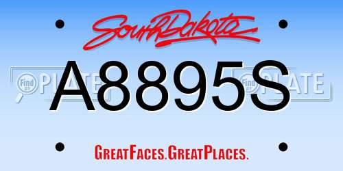 A8895S South Dakota License Plate