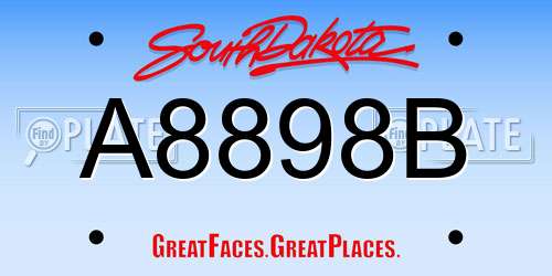 A8898B South Dakota License Plate