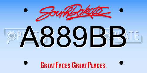 A889BB South Dakota License Plate