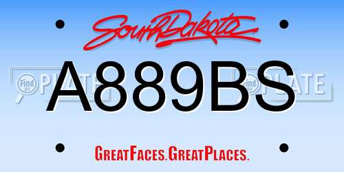 A889BS South Dakota License Plate