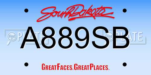A889SB South Dakota License Plate