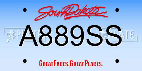 A889SS South Dakota License Plate