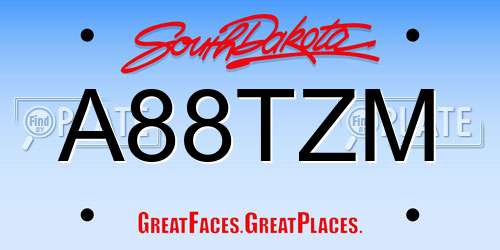 A88TZM South Dakota License Plate